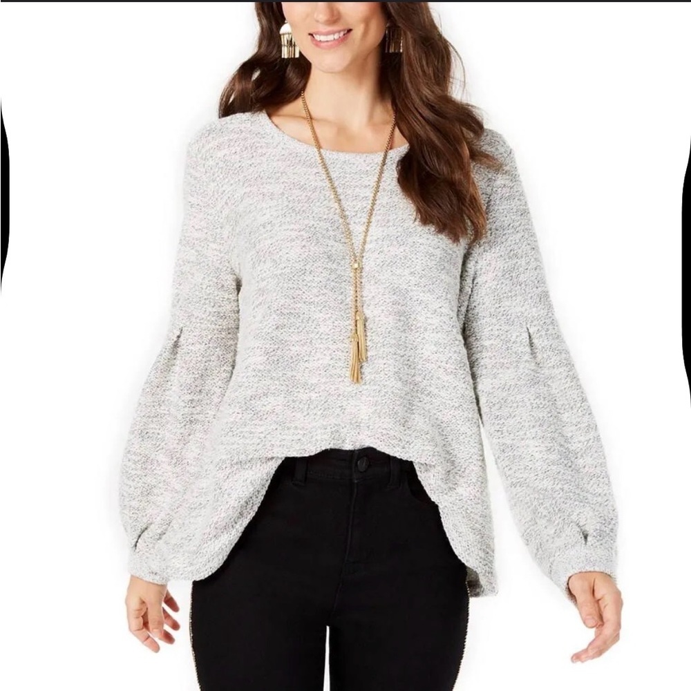 Style&co Women’s Neutral Lurey Puff Sleeve Sweater Size Small